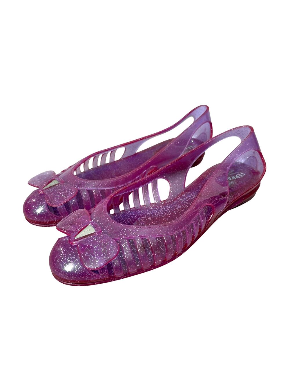 Salvatore Ferragamo Purple Glitter Jelly Flats Size 10
